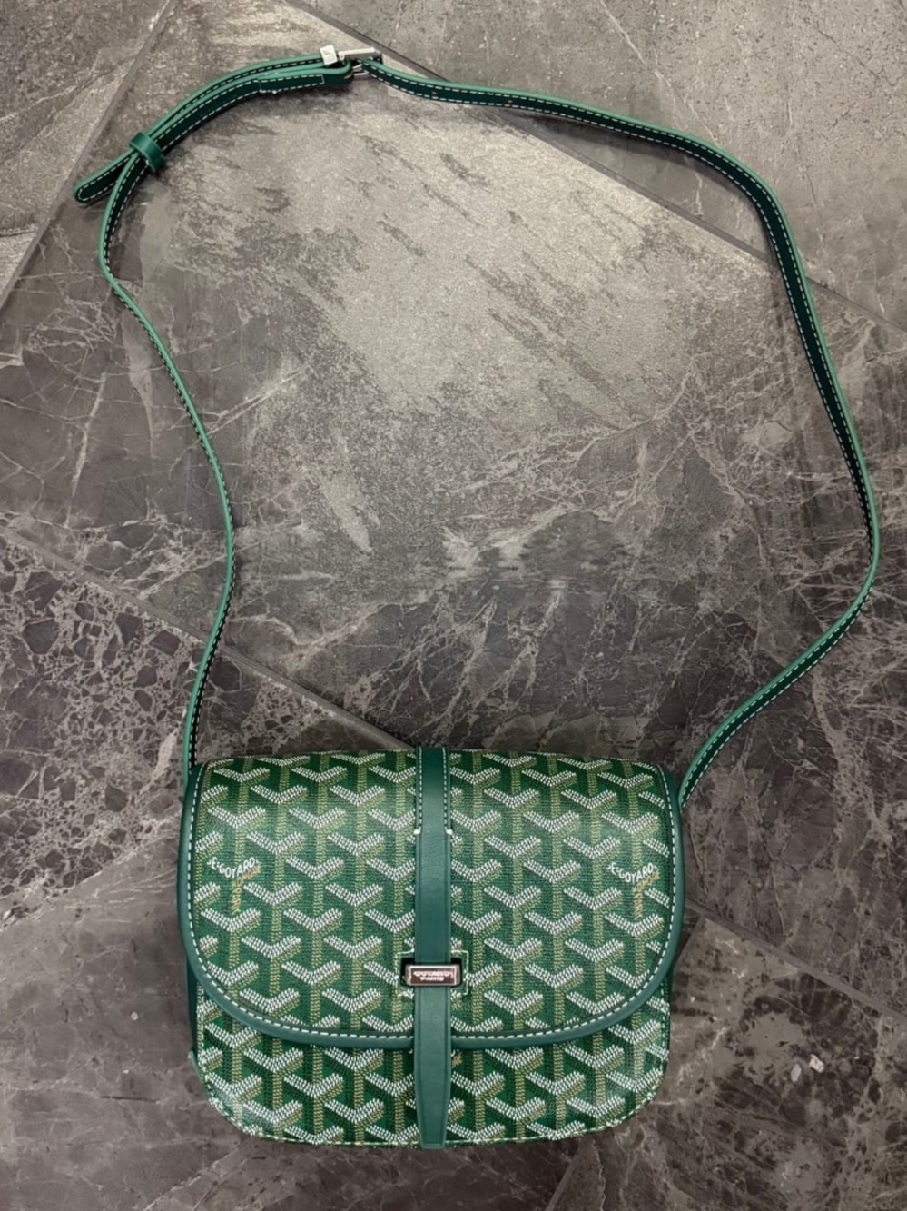 Green Patterned Crossbody Shoulder Bag